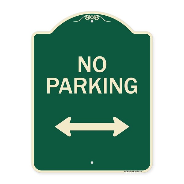 Signmission Designer Series-No Parking With Bidirectional Arrow Green, 24" x 18", G-1824-9819 A-DES-G-1824-9819 - main